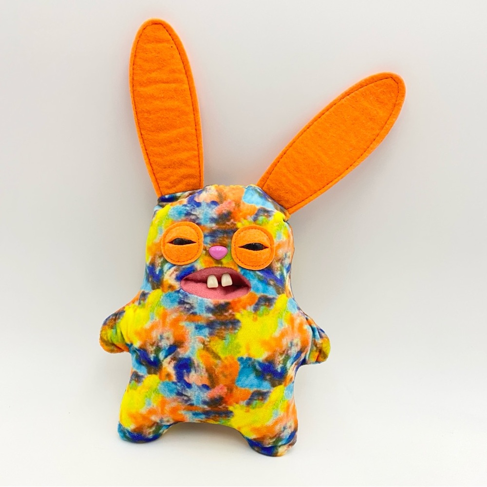 Fuggler Funny Ugly Monster Rabbit Laboratory Misfits 9” Plush Orange Tie Dye